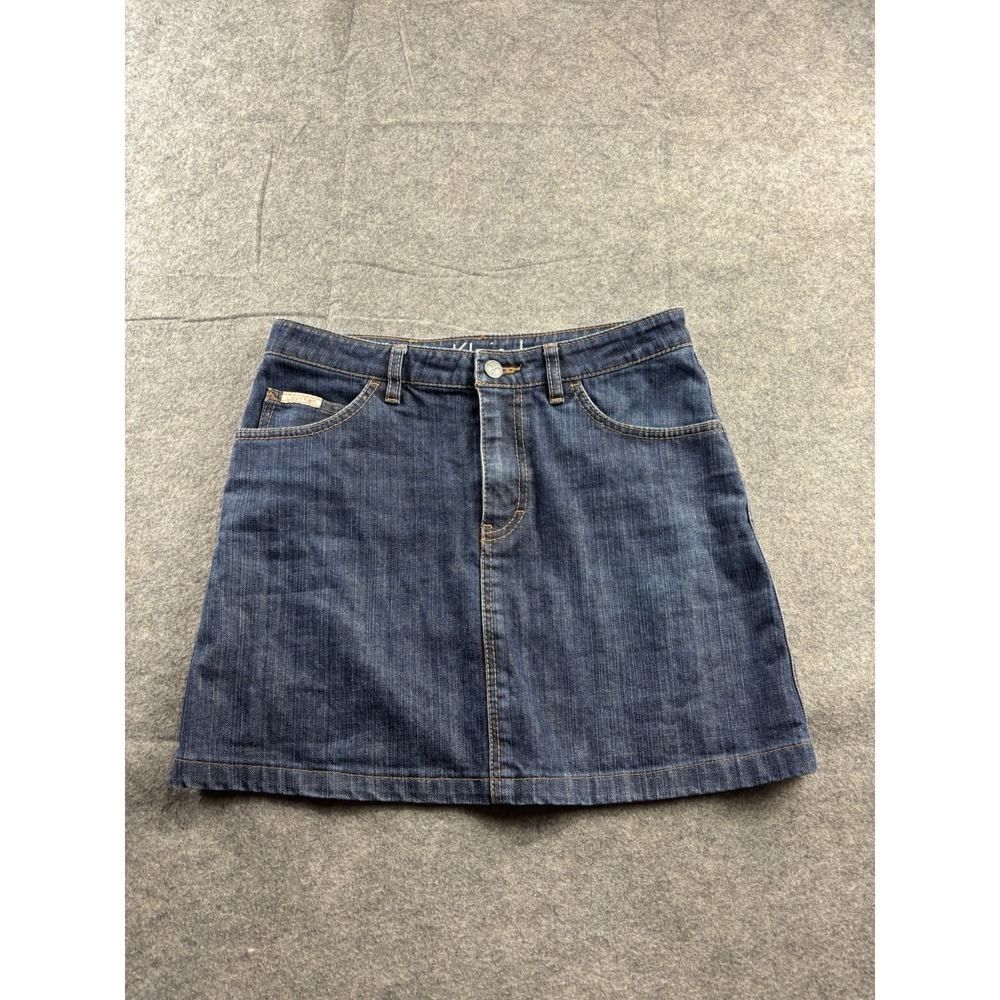 Calvin‎ Klein Womens 28 Blue Denim Jean Mini Skirt VTG Girly Schoolgirl Preppy